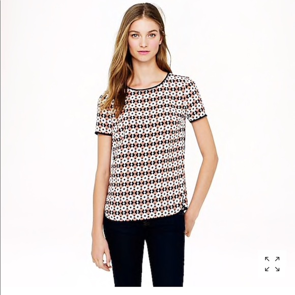 J. Crew Tops - J.Crew Tipped Silk Tee in Diamond Tile